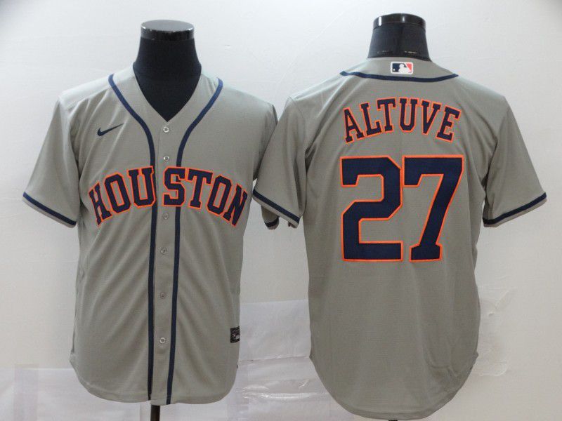 Men Houston Astros #27 Altuve Grey Nike Game MLB Jerseys->houston astros->MLB Jersey
